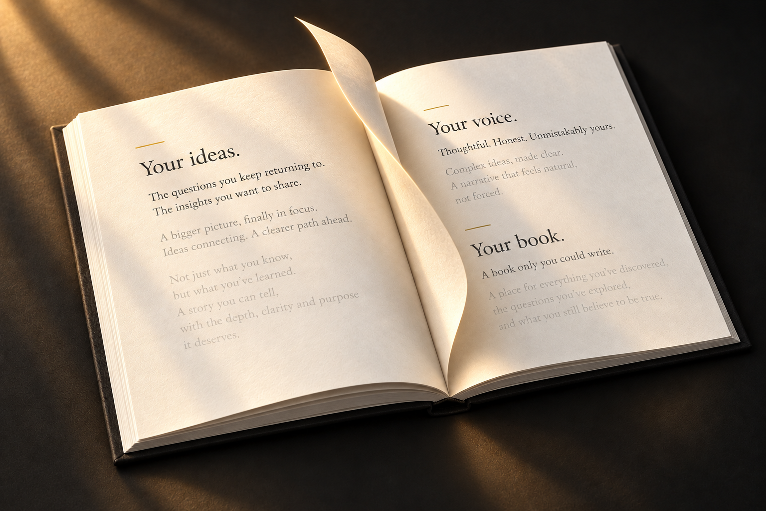 A book with luminous gold-edged pages